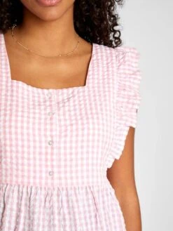 Jojo Maman Bebe JoJo Maman Bébé Pink Gingham Frill Sleeve Maternity Top -Jojo Maman Bebe 676460s5