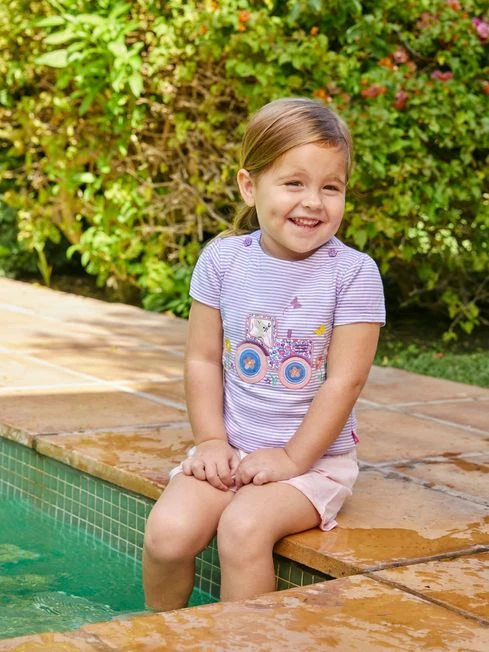 Jojo Maman Bebe JoJo Maman Bébé Lilac Stripe Tractor Appliqué T-Shirt 4 Jojo Maman Bebe JoJo Maman Bébé Lilac Stripe Tractor Appliqué T-Shirt - Image 2