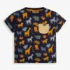 Jojo Maman Bebe JoJo Maman Bébé Navy Safari Print Pocket T-Shirt -Jojo Maman Bebe 701926s