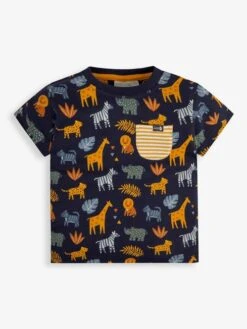 Jojo Maman Bebe JoJo Maman Bébé Navy Safari Print Pocket T-Shirt