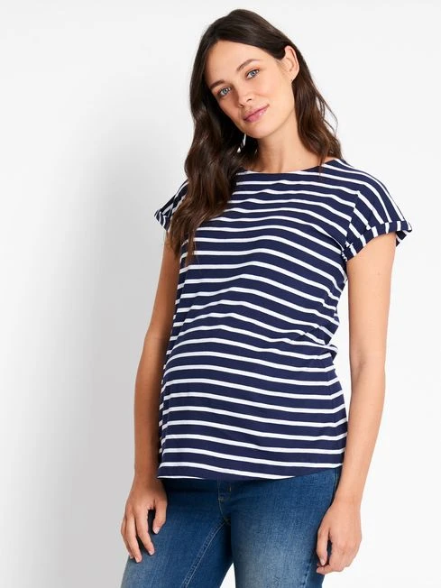 Jojo Maman Bebe JoJo Maman Bébé Navy White Stripe Navy & White Stripe Boyfriend Maternity T-Shirt 5 Jojo Maman Bebe JoJo Maman Bébé Navy White Stripe Navy & White Stripe Boyfriend Maternity T-Shirt - Image 3