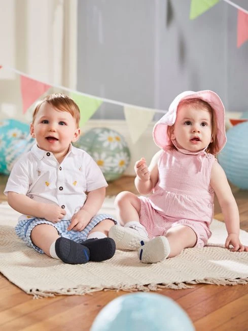 Jojo Maman Bebe JoJo Maman Bébé Pink Seersucker Stripe Baby Dungarees 3 Jojo Maman Bebe JoJo Maman Bébé Pink Seersucker Stripe Baby Dungarees