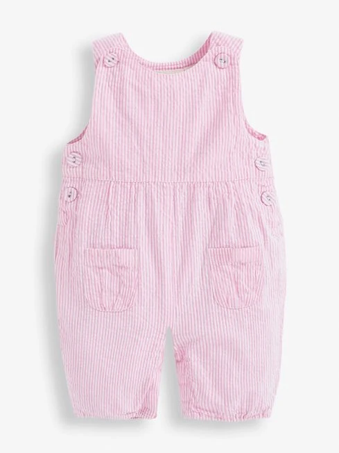 Jojo Maman Bebe JoJo Maman Bébé Pink Seersucker Stripe Baby Dungarees 4 Jojo Maman Bebe JoJo Maman Bébé Pink Seersucker Stripe Baby Dungarees - Image 2