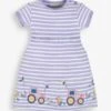 Jojo Maman Bebe JoJo Maman Bébé Lilac Stripe Tractor Appliqué Dress
