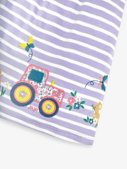 Jojo Maman Bebe JoJo Maman Bébé Lilac Stripe Tractor Appliqué Dress 5 Jojo Maman Bebe JoJo Maman Bébé Lilac Stripe Tractor Appliqué Dress - Image 3