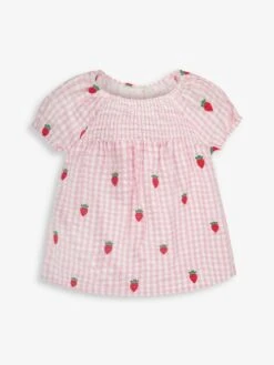 Jojo Maman Bebe JoJo Maman Bébé Pink Strawberry Embroidered Smocked Top -Jojo Maman Bebe 715180s3