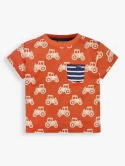 Jojo Maman Bebe JoJo Maman Bébé Rust Tractor Print Pocket T-Shirt