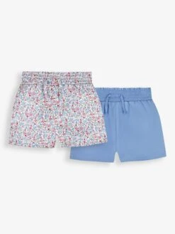Jojo Maman Bebe JoJo Maman Bébé Summer Ditsy 2-Pack Print & Cornflower Pretty Shorts
