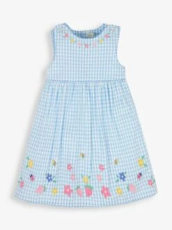 Jojo Maman Bebe JoJo Maman Bébé Blue Gingham Strawberry Appliqué Dress -Jojo Maman Bebe 726691s3