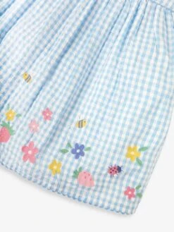 Jojo Maman Bebe JoJo Maman Bébé Blue Gingham Strawberry Appliqué Dress -Jojo Maman Bebe 726691s5