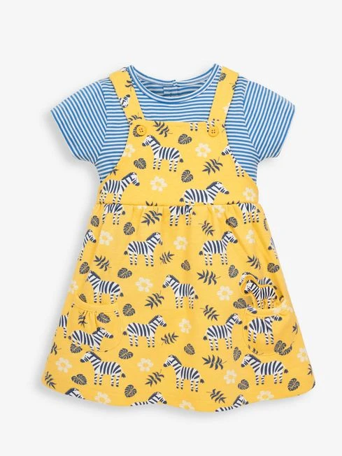Jojo Maman Bebe JoJo Maman Bébé Yellow Girls 2-Piece Zebra Pinafore Dress Set 3 Jojo Maman Bebe JoJo Maman Bébé Yellow Girls 2-Piece Zebra Pinafore Dress Set