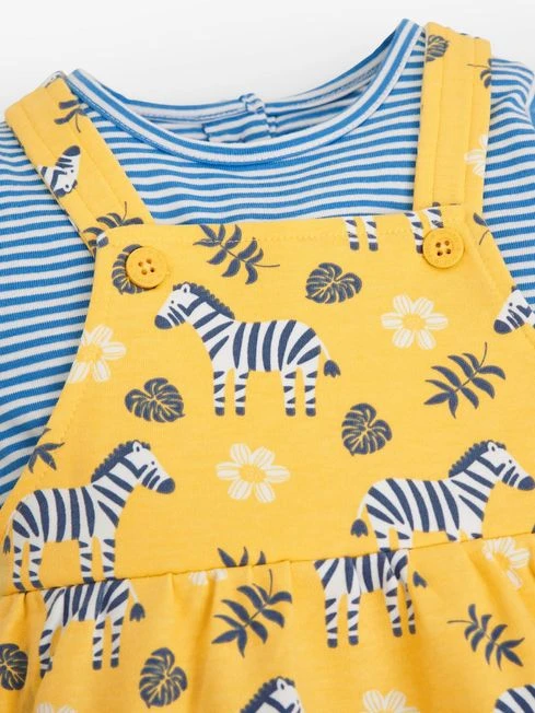Jojo Maman Bebe JoJo Maman Bébé Yellow Girls 2-Piece Zebra Pinafore Dress Set 5 Jojo Maman Bebe JoJo Maman Bébé Yellow Girls 2-Piece Zebra Pinafore Dress Set - Image 3