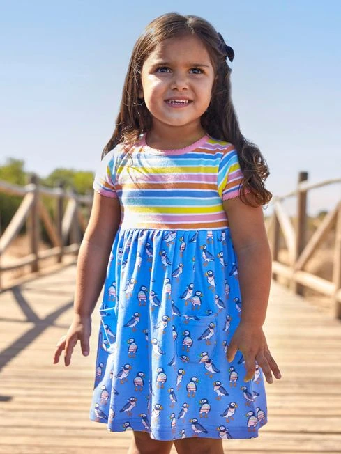 Jojo Maman Bebe JoJo Maman Bébé Cornflower Multi Coloured Stripe & Puffin Print With Pet In Pocket Combo Dress 3 Jojo Maman Bebe JoJo Maman Bébé Cornflower Multi Coloured Stripe & Puffin Print With Pet In Pocket Combo Dress
