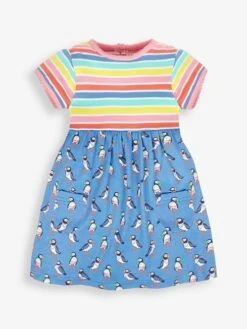 Jojo Maman Bebe JoJo Maman Bébé Cornflower Multi Coloured Stripe & Puffin Print With Pet In Pocket Combo Dress 9 Jojo Maman Bebe JoJo Maman Bébé Cornflower Multi Coloured Stripe & Puffin Print With Pet In Pocket Combo Dress -Jojo Maman Bebe 736257s3