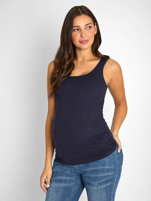 Jojo Maman Bebe JoJo Maman Bébé Midnight 2-Pack Ruched Maternity Vest Tops 4 Jojo Maman Bebe JoJo Maman Bébé Midnight 2-Pack Ruched Maternity Vest Tops - Image 2