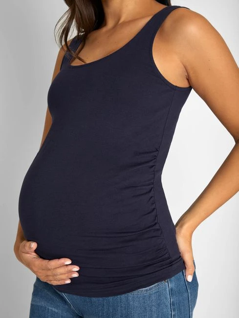 Jojo Maman Bebe JoJo Maman Bébé Midnight 2-Pack Ruched Maternity Vest Tops 7 Jojo Maman Bebe JoJo Maman Bébé Midnight 2-Pack Ruched Maternity Vest Tops - Image 5