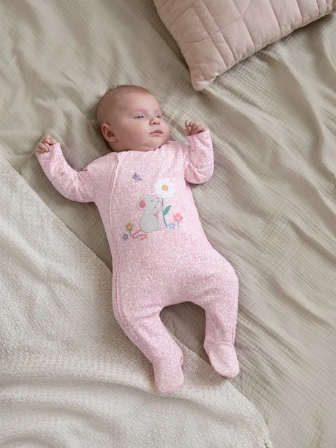 Jojo Maman Bebe JoJo Maman Bébé Pink Mouse Appliqué Zip Sleepsuit 3 Jojo Maman Bebe JoJo Maman Bébé Pink Mouse Appliqué Zip Sleepsuit