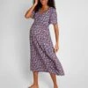 Jojo Maman Bebe JoJo Maman Bébé Navy Floral Print V-Neck Maternity Midi Dress -Jojo Maman Bebe 751325s