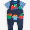 Jojo Maman Bebe JoJo Maman Bébé Navy 2-Piece Dino Train Appliqué Dungarees & Top Set -Jojo Maman Bebe 758437s