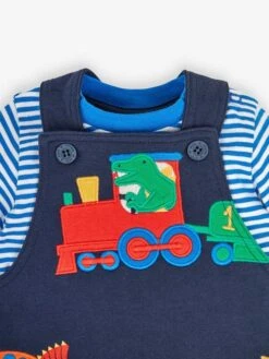 Jojo Maman Bebe JoJo Maman Bébé Navy 2-Piece Dino Train Appliqué Dungarees & Top Set -Jojo Maman Bebe 758437s3