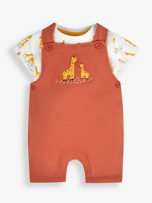 Jojo Maman Bebe JoJo Maman Bébé Rust 2-Piece Giraffe Appliqué Dungarees & Top Set 3 Jojo Maman Bebe JoJo Maman Bébé Rust 2-Piece Giraffe Appliqué Dungarees & Top Set