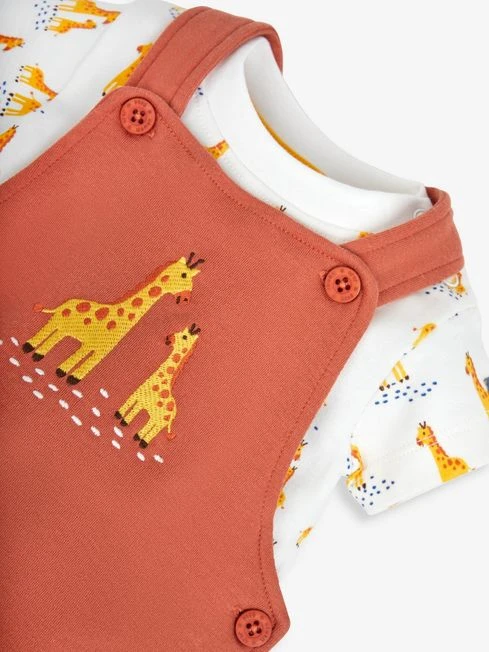 Jojo Maman Bebe JoJo Maman Bébé Rust 2-Piece Giraffe Appliqué Dungarees & Top Set 5 Jojo Maman Bebe JoJo Maman Bébé Rust 2-Piece Giraffe Appliqué Dungarees & Top Set - Image 3