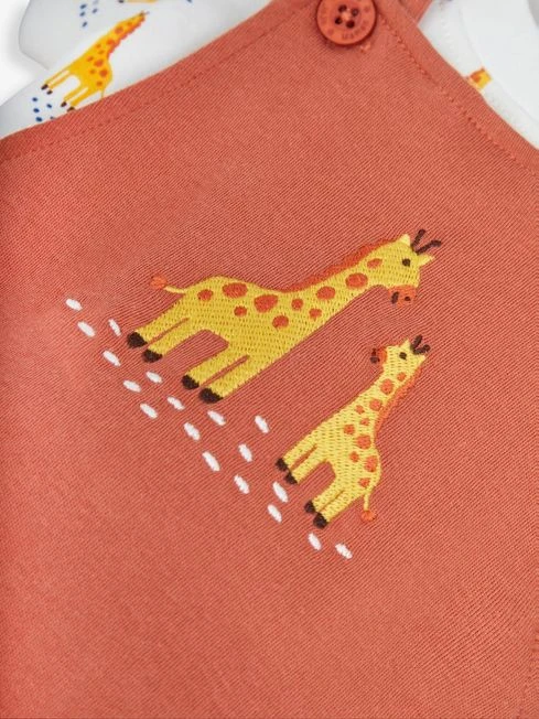 Jojo Maman Bebe JoJo Maman Bébé Rust 2-Piece Giraffe Appliqué Dungarees & Top Set 6 Jojo Maman Bebe JoJo Maman Bébé Rust 2-Piece Giraffe Appliqué Dungarees & Top Set - Image 4