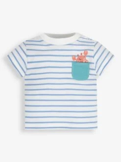 Jojo Maman Bebe Jojo Maman Bébé White 2-Piece & Blue Stripe Crab Pocket T-Shirt & Shorts Set -Jojo Maman Bebe 784027s5