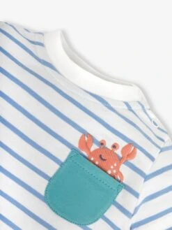 Jojo Maman Bebe Jojo Maman Bébé White 2-Piece & Blue Stripe Crab Pocket T-Shirt & Shorts Set -Jojo Maman Bebe 784027s7