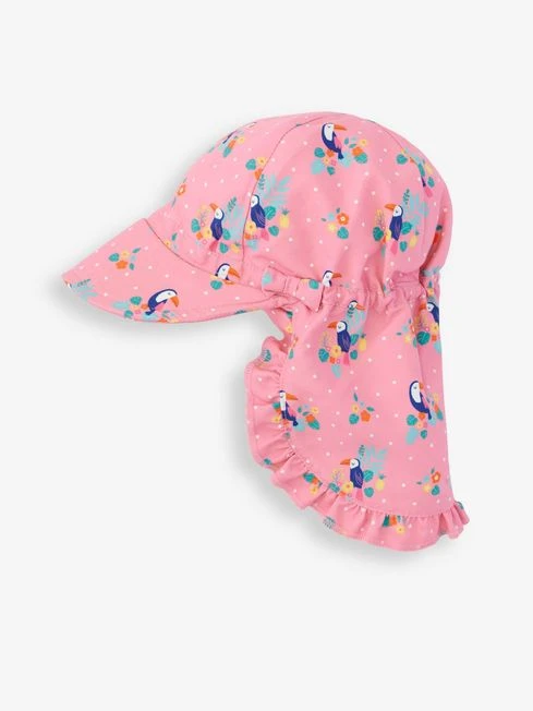 Jojo Maman Bebe JoJo Maman Bébé Toucan Girls' Frilly Flap Sun Protection Hat 3 Jojo Maman Bebe JoJo Maman Bébé Toucan Girls' Frilly Flap Sun Protection Hat