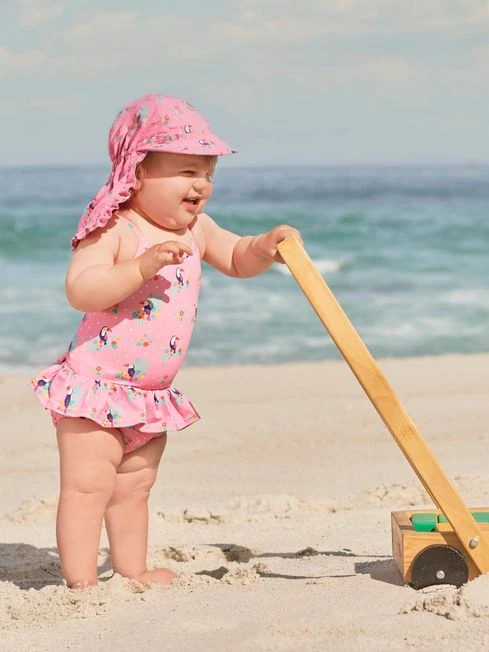 Jojo Maman Bebe JoJo Maman Bébé Toucan Girls' Frilly Flap Sun Protection Hat 4 Jojo Maman Bebe JoJo Maman Bébé Toucan Girls' Frilly Flap Sun Protection Hat - Image 2