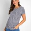 Jojo Maman Bebe JoJo Maman Bébé Navy Ecru Stripe Stripe Drop Shoulder Maternity & Nursing Top -Jojo Maman Bebe 785475s