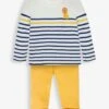 Jojo Maman Bebe JoJo Maman Bébé Ecru 2-Piece Stripe Lion Top & Ribbed Leggings Set -Jojo Maman Bebe 797449s