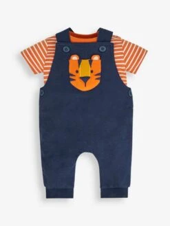 Jojo Maman Bebe JoJo Maman Bébé Navy 2-Piece Tiger Appliqué Dungarees & Top Set