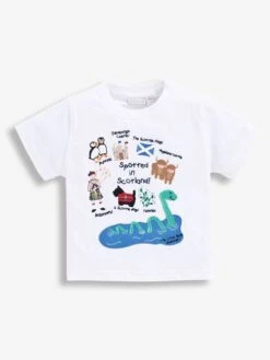 Jojo Maman Bebe JoJo Maman Bébé White Kids' Spotted In Scotland T-Shirt