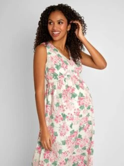 Jojo Maman Bebe JoJo Maman Bébé Floral Hydrangea Print V-Neck Maternity Midi Dress -Jojo Maman Bebe 804952s3