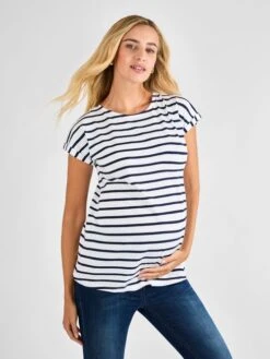 Jojo Maman Bebe JoJo Maman Bébé White Navy Stripe White/Navy Stripe Boyfriend Maternity T-Shirt
