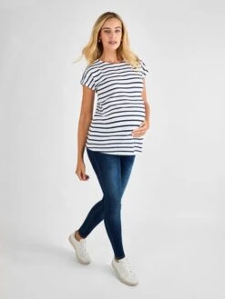 Jojo Maman Bebe JoJo Maman Bébé White Navy Stripe White/Navy Stripe Boyfriend Maternity T-Shirt -Jojo Maman Bebe 809944s3