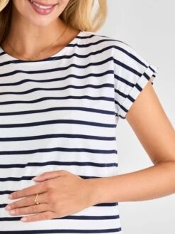 Jojo Maman Bebe JoJo Maman Bébé White Navy Stripe White/Navy Stripe Boyfriend Maternity T-Shirt -Jojo Maman Bebe 809944s4