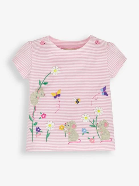 Jojo Maman Bebe JoJo Maman Bébé Pale Pink Stripe Mouse Appliqué T-Shirt 6 Jojo Maman Bebe JoJo Maman Bébé Pale Pink Stripe Mouse Appliqué T-Shirt - Image 4