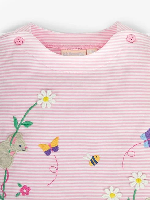 Jojo Maman Bebe JoJo Maman Bébé Pale Pink Stripe Mouse Appliqué T-Shirt 7 Jojo Maman Bebe JoJo Maman Bébé Pale Pink Stripe Mouse Appliqué T-Shirt - Image 5