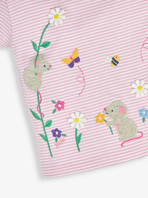 Jojo Maman Bebe JoJo Maman Bébé Pale Pink Stripe Mouse Appliqué T-Shirt 8 Jojo Maman Bebe JoJo Maman Bébé Pale Pink Stripe Mouse Appliqué T-Shirt - Image 6