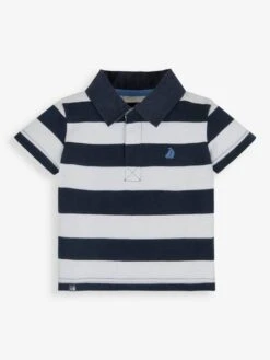 Jojo Maman Bebe JoJo Maman Bébé Navy White Stripe Kids' Short Sleeved Polo Shirt