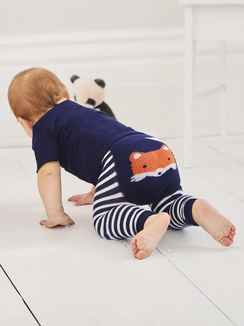 Jojo Maman Bebe JoJo Maman Bébé Fox Navy Stripe Baby Leggings 4 Jojo Maman Bebe JoJo Maman Bébé Fox Navy Stripe Baby Leggings - Image 2