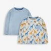 Jojo Maman Bebe JoJo Maman Bébé Blue Giraffe Print And Plain Tops 2-Pack 1 Jojo Maman Bebe JoJo Maman Bébé Blue Giraffe Print And Plain Tops 2-Pack -Jojo Maman Bebe 832005s