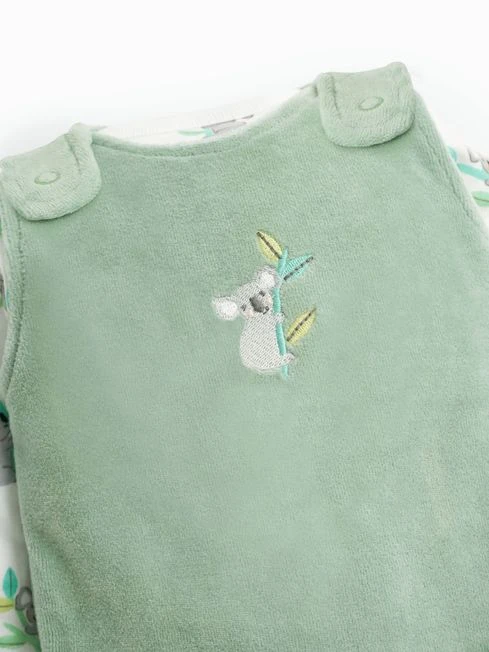 Jojo Maman Bebe JoJo Maman Bébé Green 2-Piece Koala Velour Dungaree Set 8 Jojo Maman Bebe JoJo Maman Bébé Green 2-Piece Koala Velour Dungaree Set - Image 6