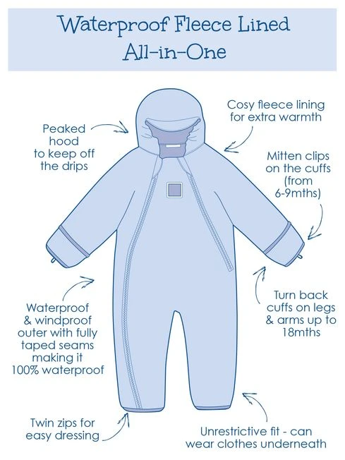 Jojo Maman Bebe JoJo Maman Bébé Navy Waterproof Fleece Lined All-In-One 13 Jojo Maman Bebe JoJo Maman Bébé Navy Waterproof Fleece Lined All-In-One - Image 11