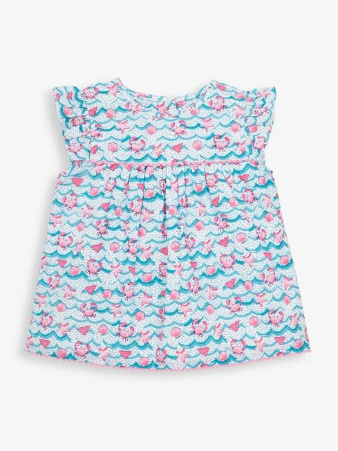 Jojo Maman Bebe JoJo Maman Bébé White Girls' Wave Print Blouse 3 Jojo Maman Bebe JoJo Maman Bébé White Girls' Wave Print Blouse