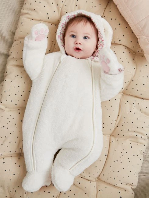Jojo Maman Bebe JoJo Maman Bébé Cream Bunny Cosy Pramsuit 3 Jojo Maman Bebe JoJo Maman Bébé Cream Bunny Cosy Pramsuit