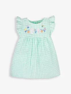Jojo Maman Bebe JoJo Maman Bébé Green 3-Piece Gingham Bunny Embroidered Dress With Knickers & Floppy Hat Set -Jojo Maman Bebe 847829s4